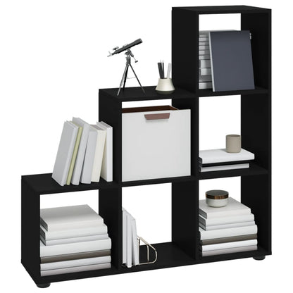 vidaXL Staircase Bookcase Black 107 cm Engineered Wood - 104 x 29 x 107 cm