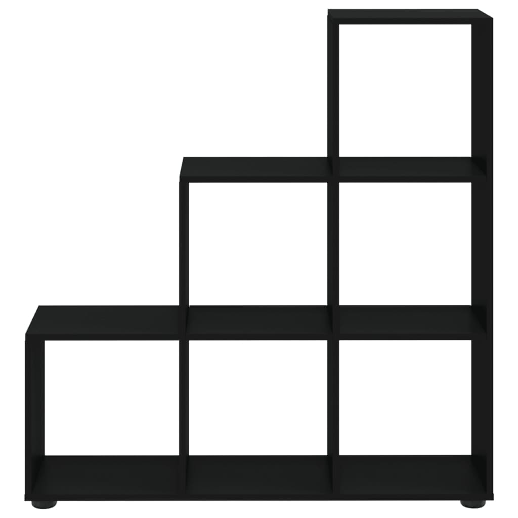 vidaXL Staircase Bookcase Black 107 cm Engineered Wood - 104 x 29 x 107 cm