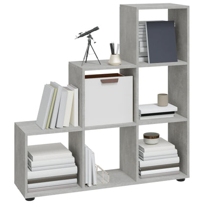 vidaXL Staircase Bookcase Concrete Grey 107 cm Engineered Wood - 104 x 29 x 107 cm