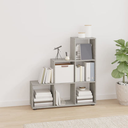 vidaXL Staircase Bookcase Concrete Grey 107 cm Engineered Wood - 104 x 29 x 107 cm