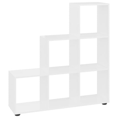 vidaXL Staircase Bookcase High Gloss White 107 cm Engineered Wood - 104 x 29 x 107 cm