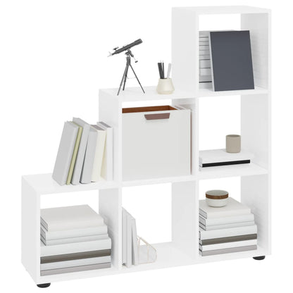 vidaXL Staircase Bookcase High Gloss White 107 cm Engineered Wood - 104 x 29 x 107 cm