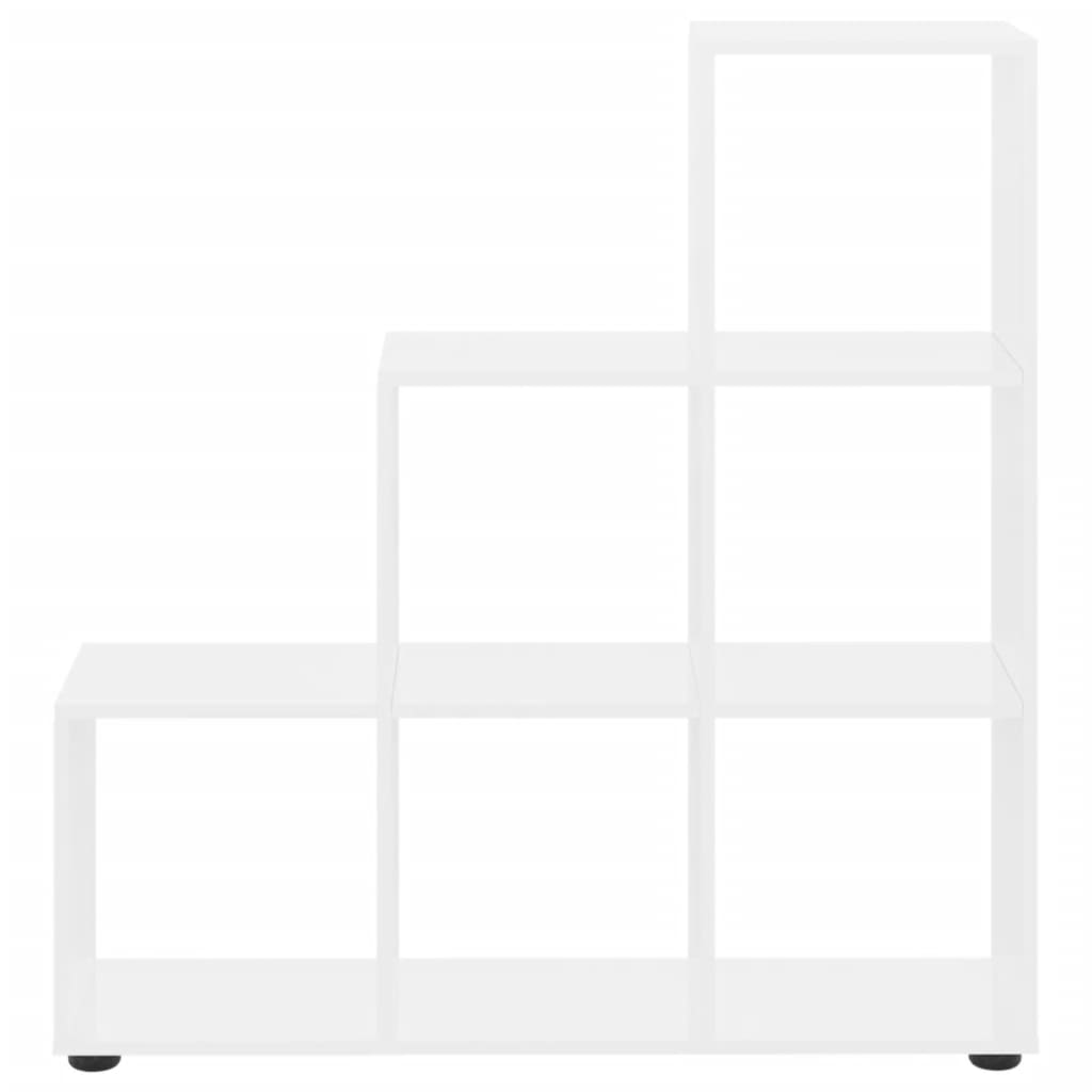 vidaXL Staircase Bookcase High Gloss White 107 cm Engineered Wood - 104 x 29 x 107 cm