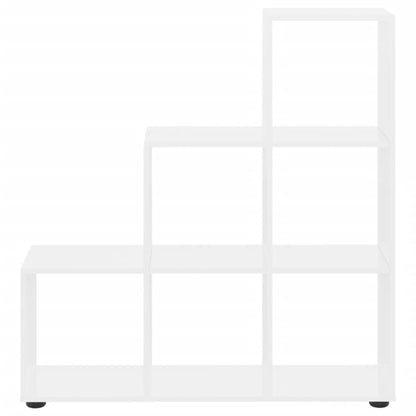 vidaXL Staircase Bookcase High Gloss White 107 cm Engineered Wood - 104 x 29 x 107 cm