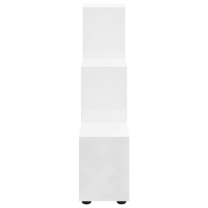 vidaXL Staircase Bookcase High Gloss White 107 cm Engineered Wood - 104 x 29 x 107 cm