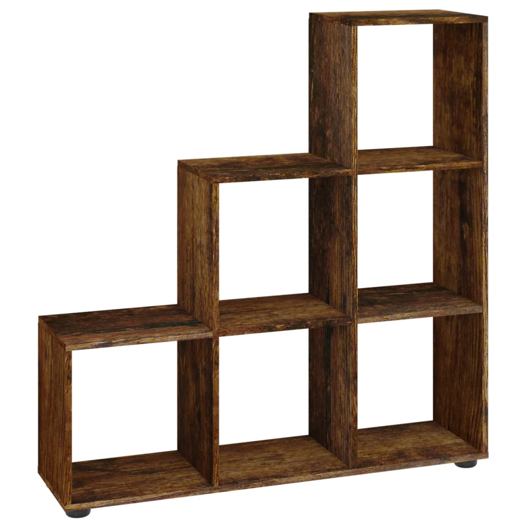 vidaXL Staircase Bookcase Smoked Oak 107 cm Engineered Wood - Brown - 104 x 29 x 107 cm