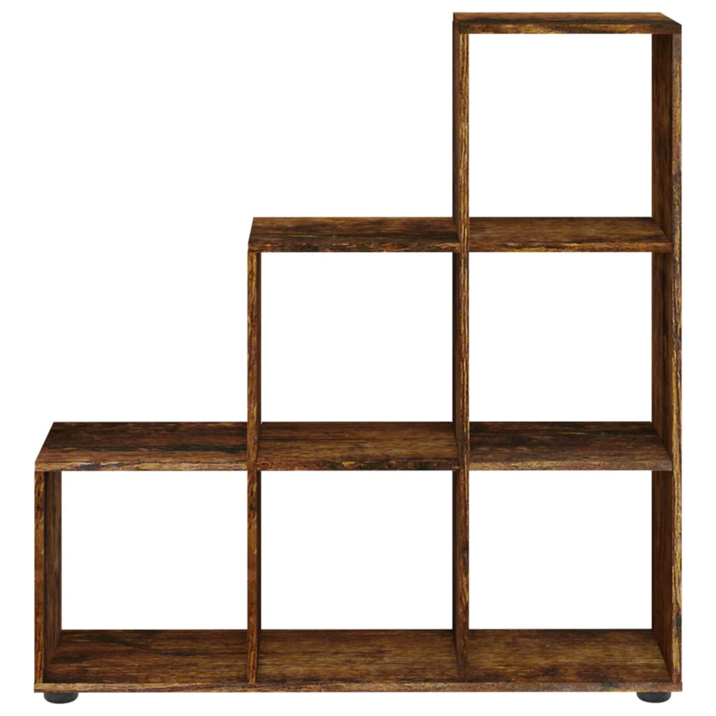 vidaXL Staircase Bookcase Smoked Oak 107 cm Engineered Wood - Brown - 104 x 29 x 107 cm