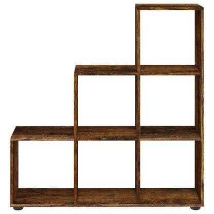 vidaXL Staircase Bookcase Smoked Oak 107 cm Engineered Wood - Brown - 104 x 29 x 107 cm