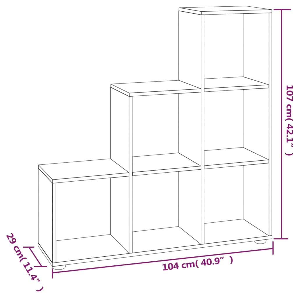 vidaXL Staircase Bookcase Smoked Oak 107 cm Engineered Wood - Brown - 104 x 29 x 107 cm