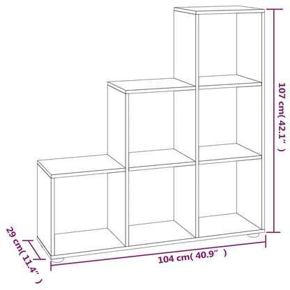 vidaXL Staircase Bookcase Grey Sonoma 107 cm Engineered Wood - 104 x 29 x 107 cm