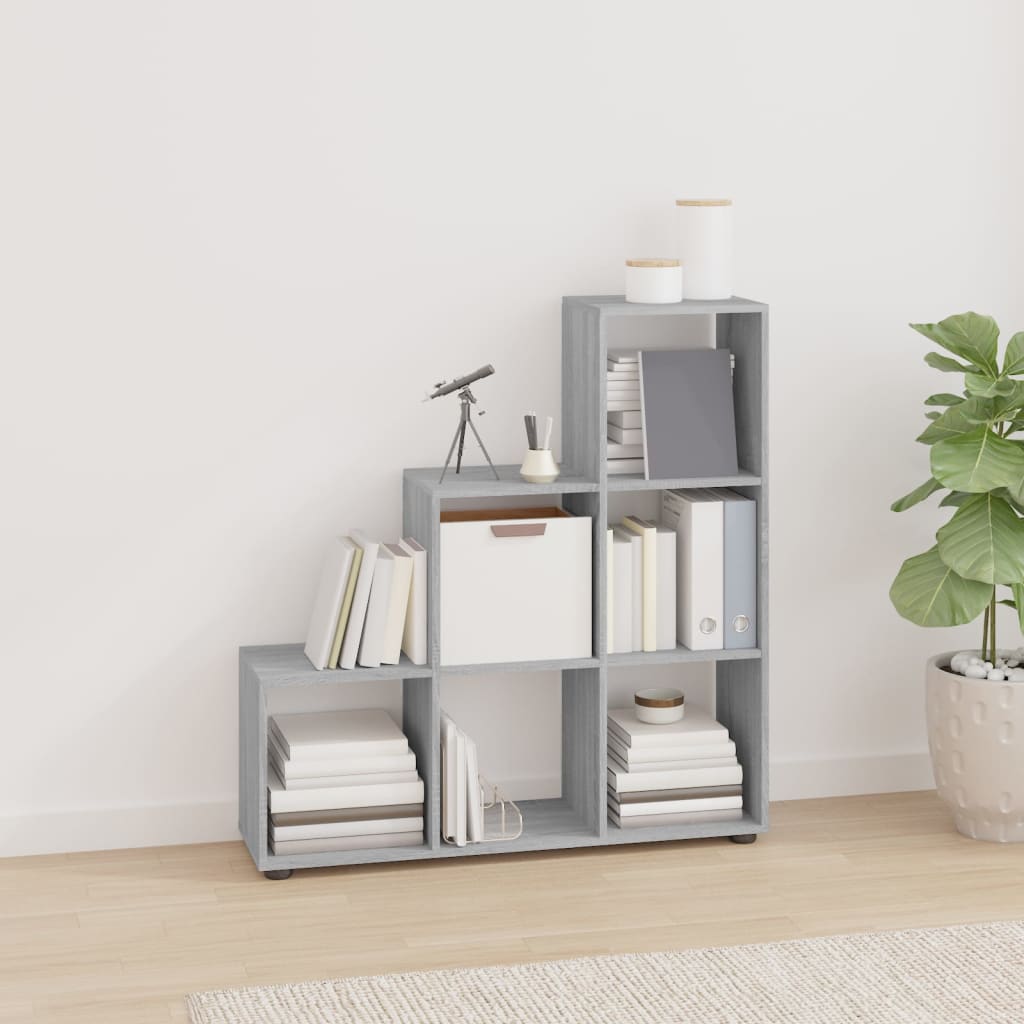 vidaXL Staircase Bookcase Grey Sonoma 107 cm Engineered Wood - 104 x 29 x 107 cm