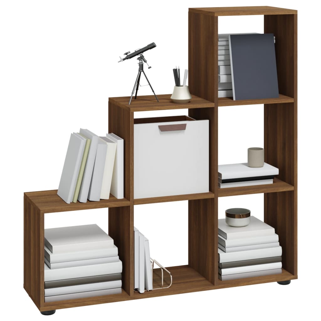 vidaXL Staircase Bookcase Brown Oak 107 cm Engineered Wood - 104 x 29 x 107 cm