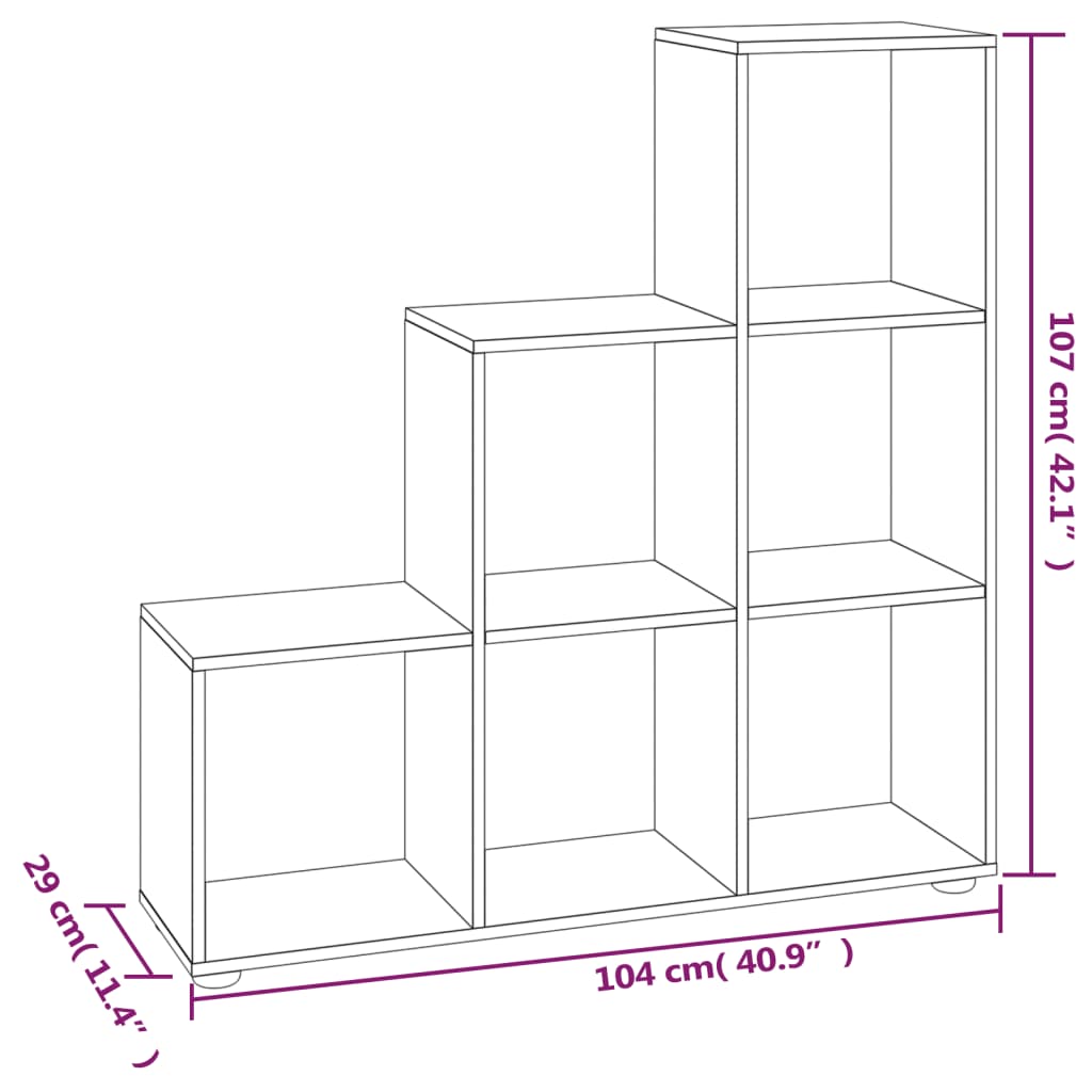 vidaXL Staircase Bookcase Brown Oak 107 cm Engineered Wood - 104 x 29 x 107 cm