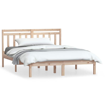 vidaXL Bed Frame without Mattress Solid Wood 140x200 cm - Brown - 205.5 x 146 x 100 cm