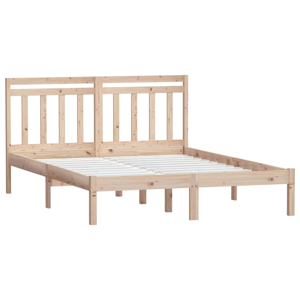 vidaXL Bed Frame without Mattress Solid Wood 140x200 cm - Brown - 205.5 x 146 x 100 cm