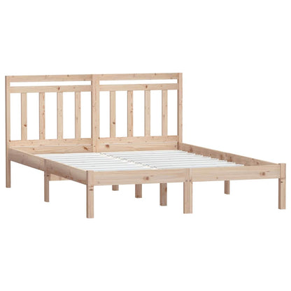 vidaXL Bed Frame without Mattress Solid Wood 140x200 cm - Brown - 205.5 x 146 x 100 cm