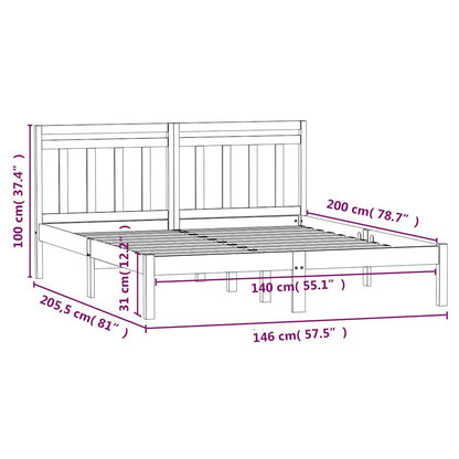 vidaXL Bed Frame without Mattress Solid Wood 140x200 cm - Brown - 205.5 x 146 x 100 cm