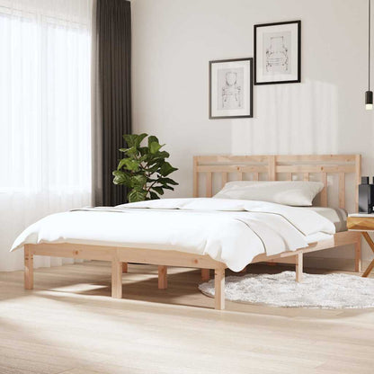 vidaXL Bed Frame without Mattress Solid Wood 140x200 cm - Brown - 205.5 x 146 x 100 cm