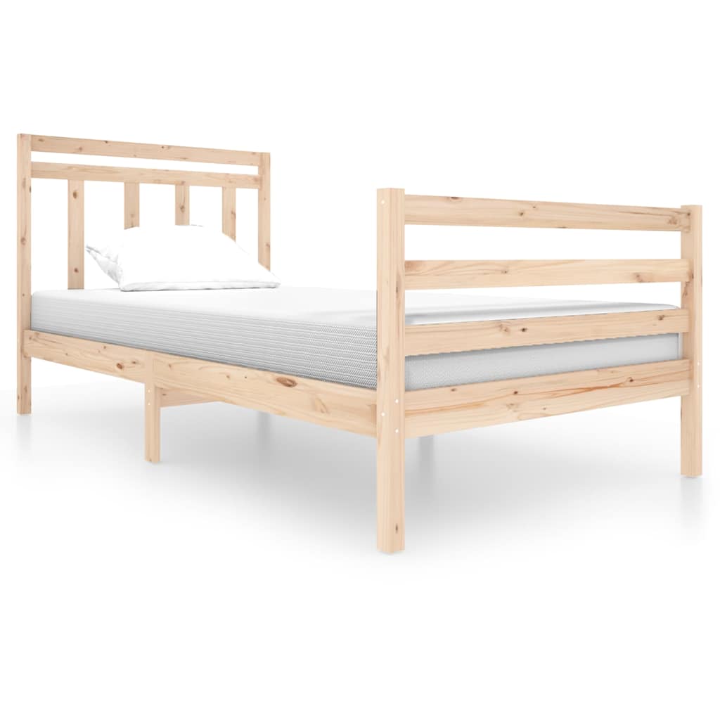 vidaXL Bed Frame without Mattress Solid Wood 100x200 cm - Brown - 205.5 x 106 x 100 cm