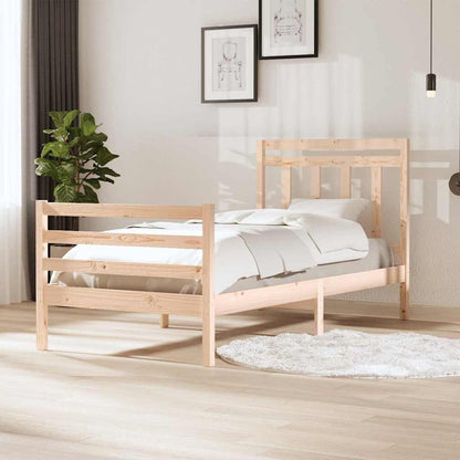 vidaXL Bed Frame without Mattress Solid Wood 100x200 cm - Brown - 205.5 x 106 x 100 cm
