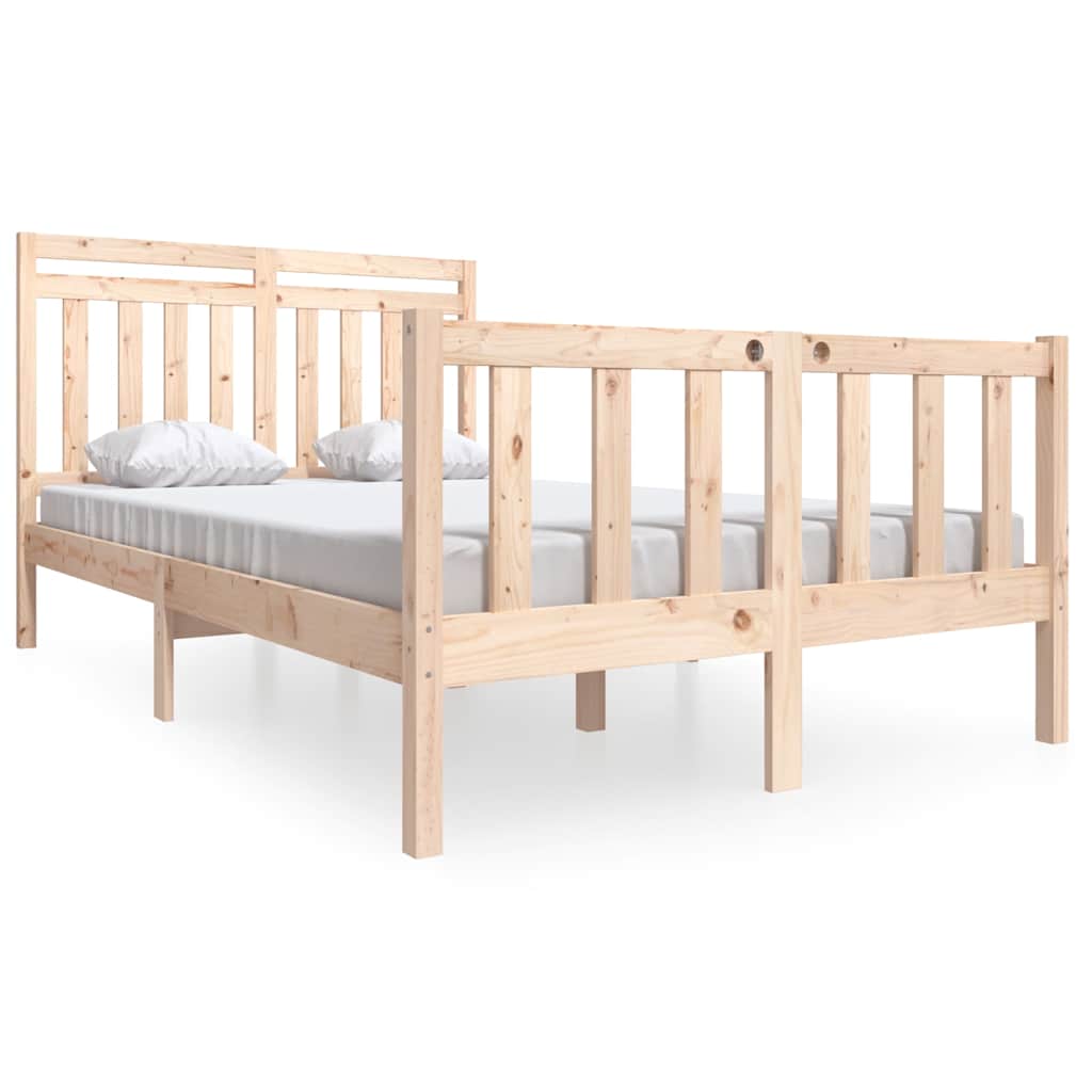 vidaXL Bed Frame without Mattress Solid Wood 140x200 cm - Brown - 205.5 x 146 x 100 cm - 64658