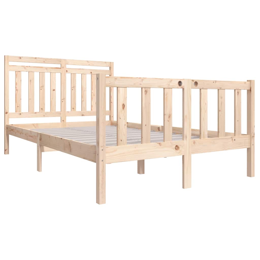 vidaXL Bed Frame without Mattress Solid Wood 140x200 cm - Brown - 205.5 x 146 x 100 cm - 64658