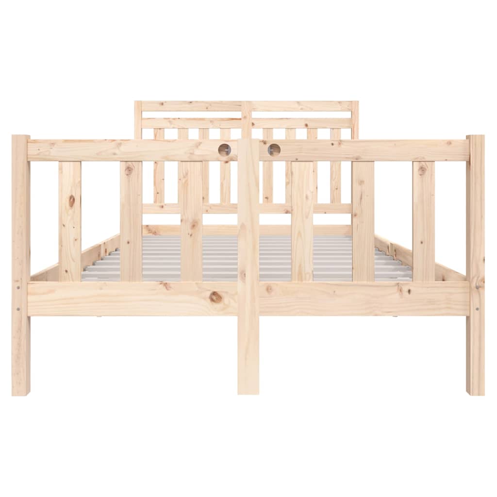 vidaXL Bed Frame without Mattress Solid Wood 140x200 cm - Brown - 205.5 x 146 x 100 cm - 64658