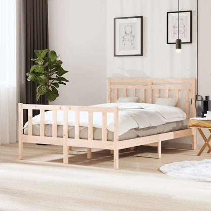 vidaXL Bed Frame without Mattress Solid Wood 140x200 cm - Brown - 205.5 x 146 x 100 cm - 64658