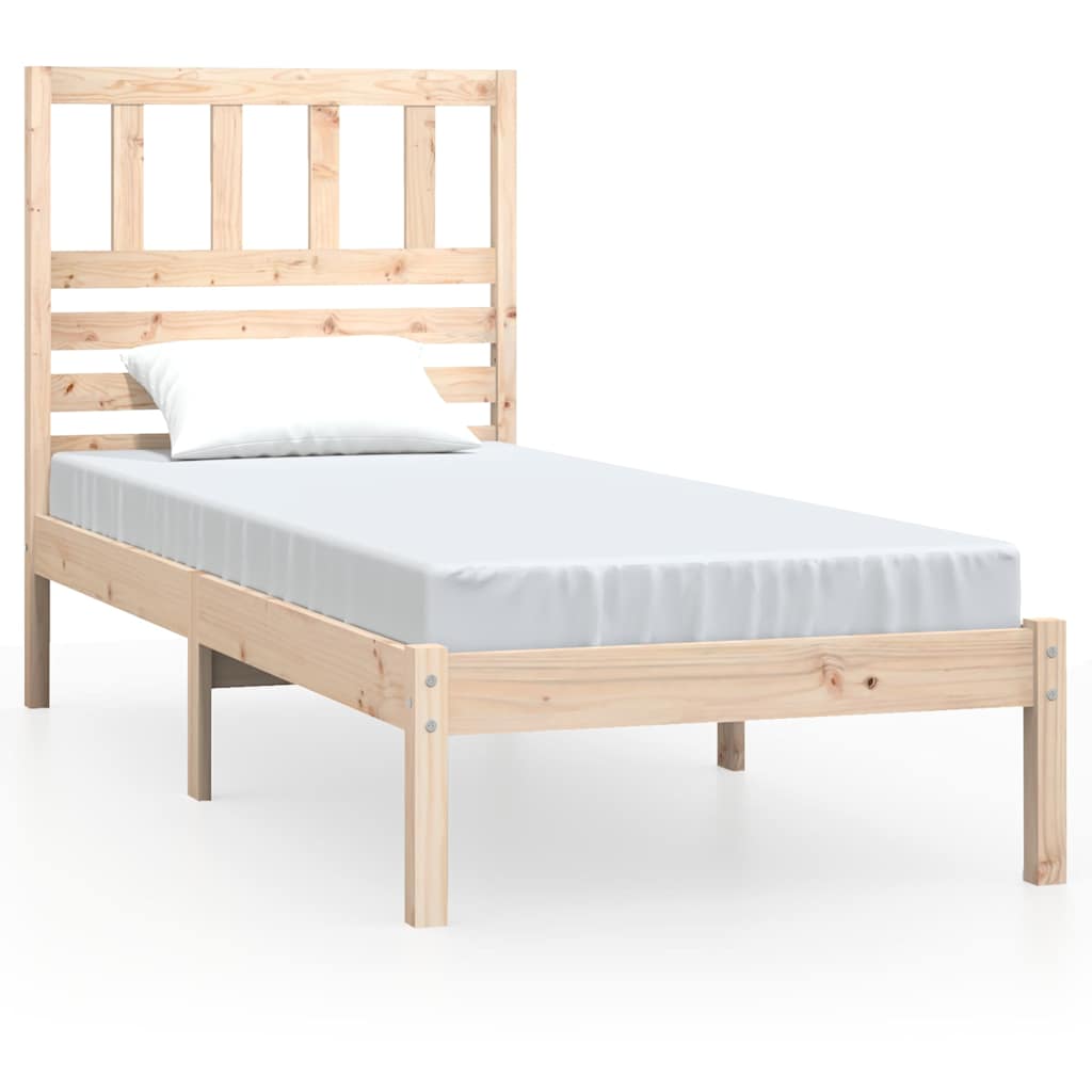 vidaXL Bed Frame without Mattress Solid Wood Pine 90x200 cm - Brown - 205.5 x 96 x 100 cm