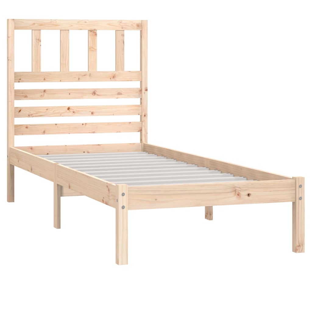 vidaXL Bed Frame without Mattress Solid Wood Pine 90x200 cm - Brown - 205.5 x 96 x 100 cm