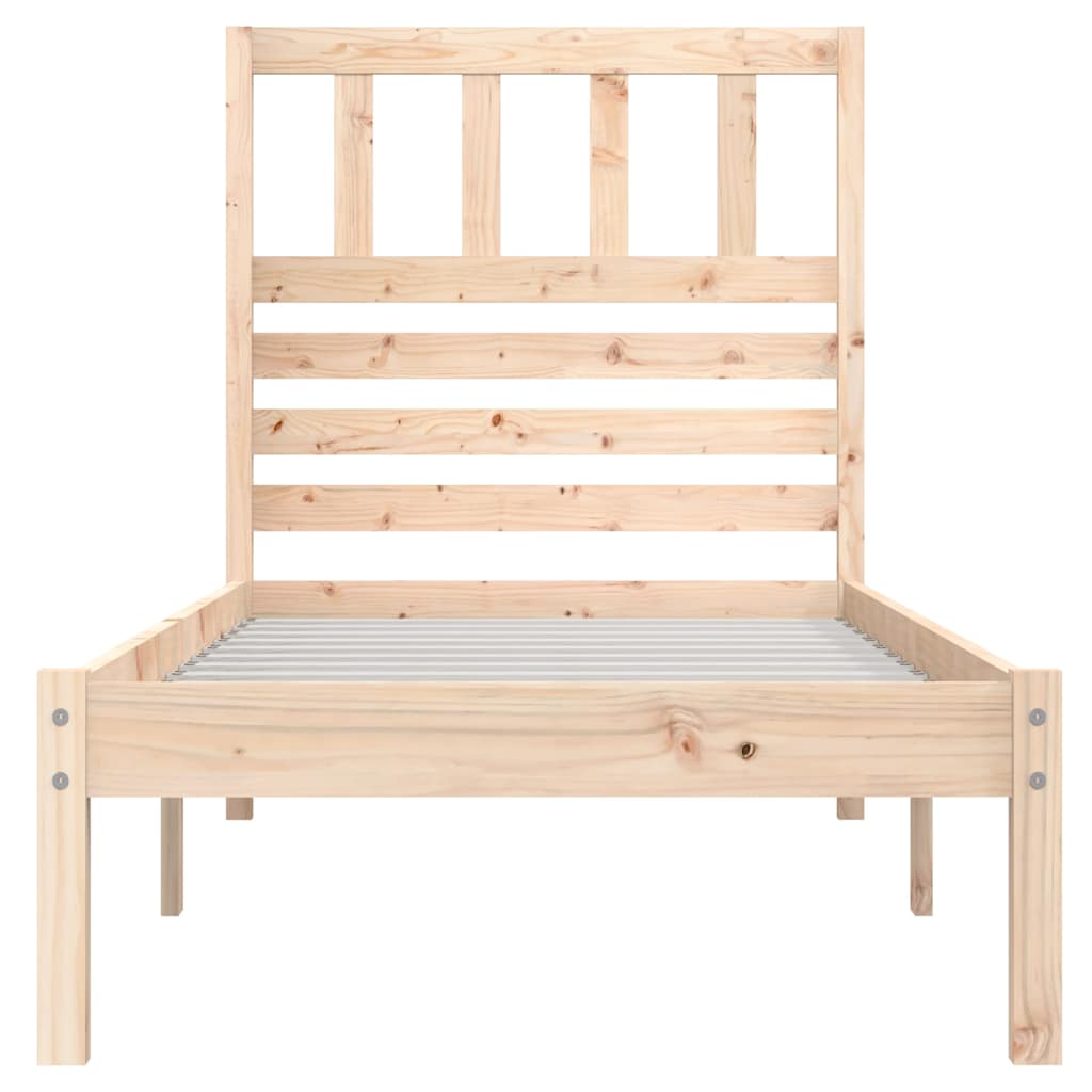 vidaXL Bed Frame without Mattress Solid Wood Pine 90x200 cm - Brown - 205.5 x 96 x 100 cm