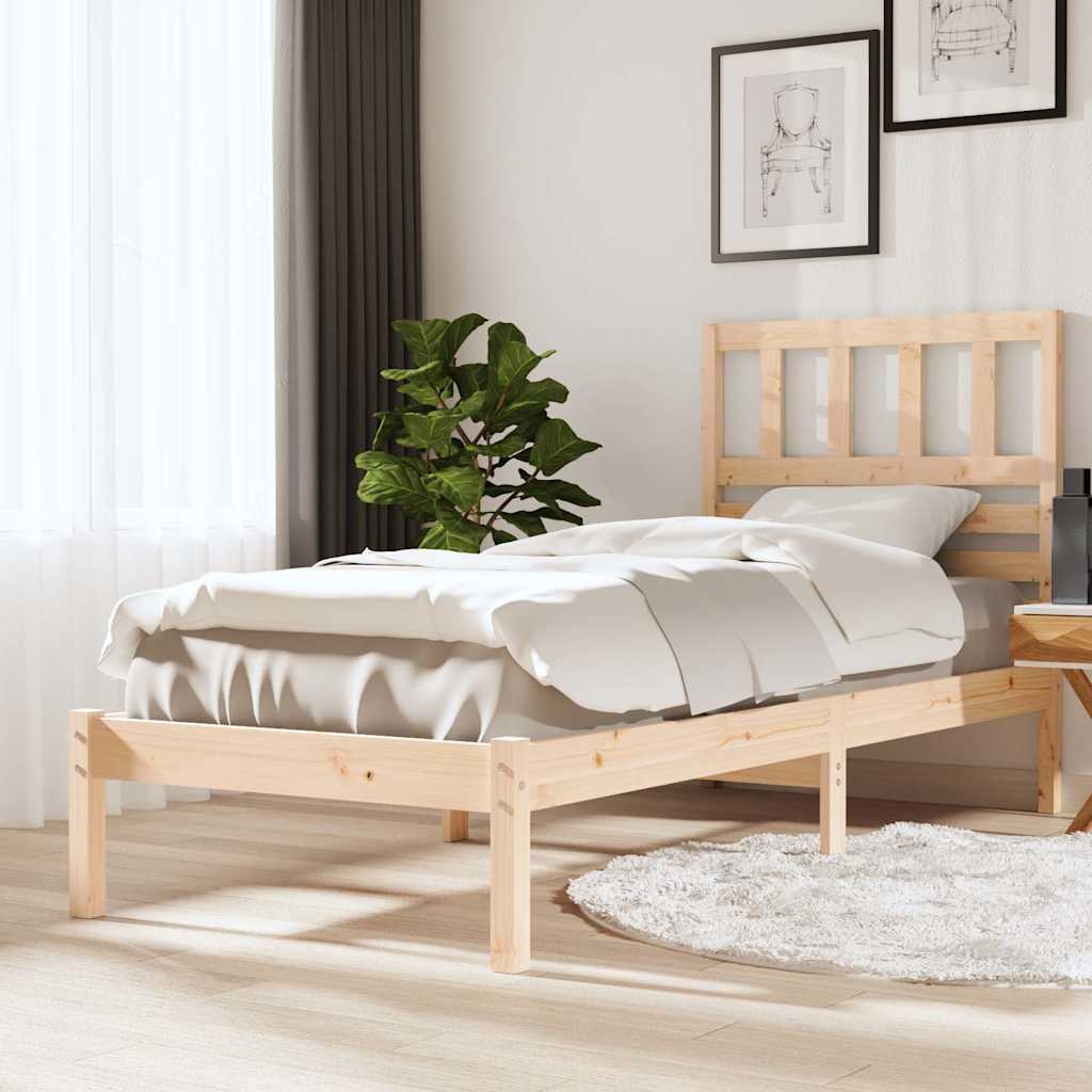 vidaXL Bed Frame without Mattress Solid Wood Pine 90x200 cm - Brown - 205.5 x 96 x 100 cm