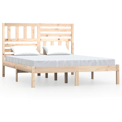 vidaXL Bed Frame without Mattress Solid Wood Pine 120x200 cm - Brown - 205.5 x 126 x 100 cm