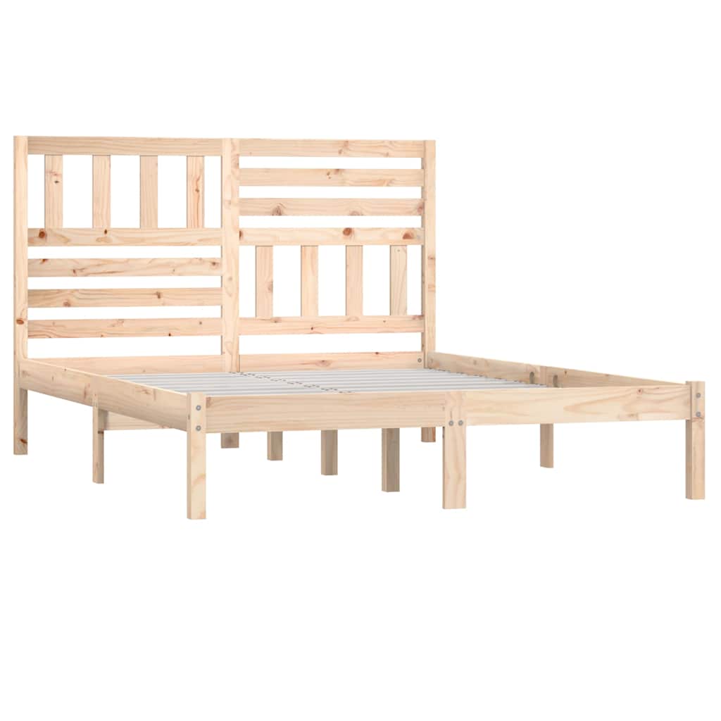vidaXL Bed Frame without Mattress Solid Wood Pine 140x200 cm - Brown - 205.5 x 146 x 100 cm