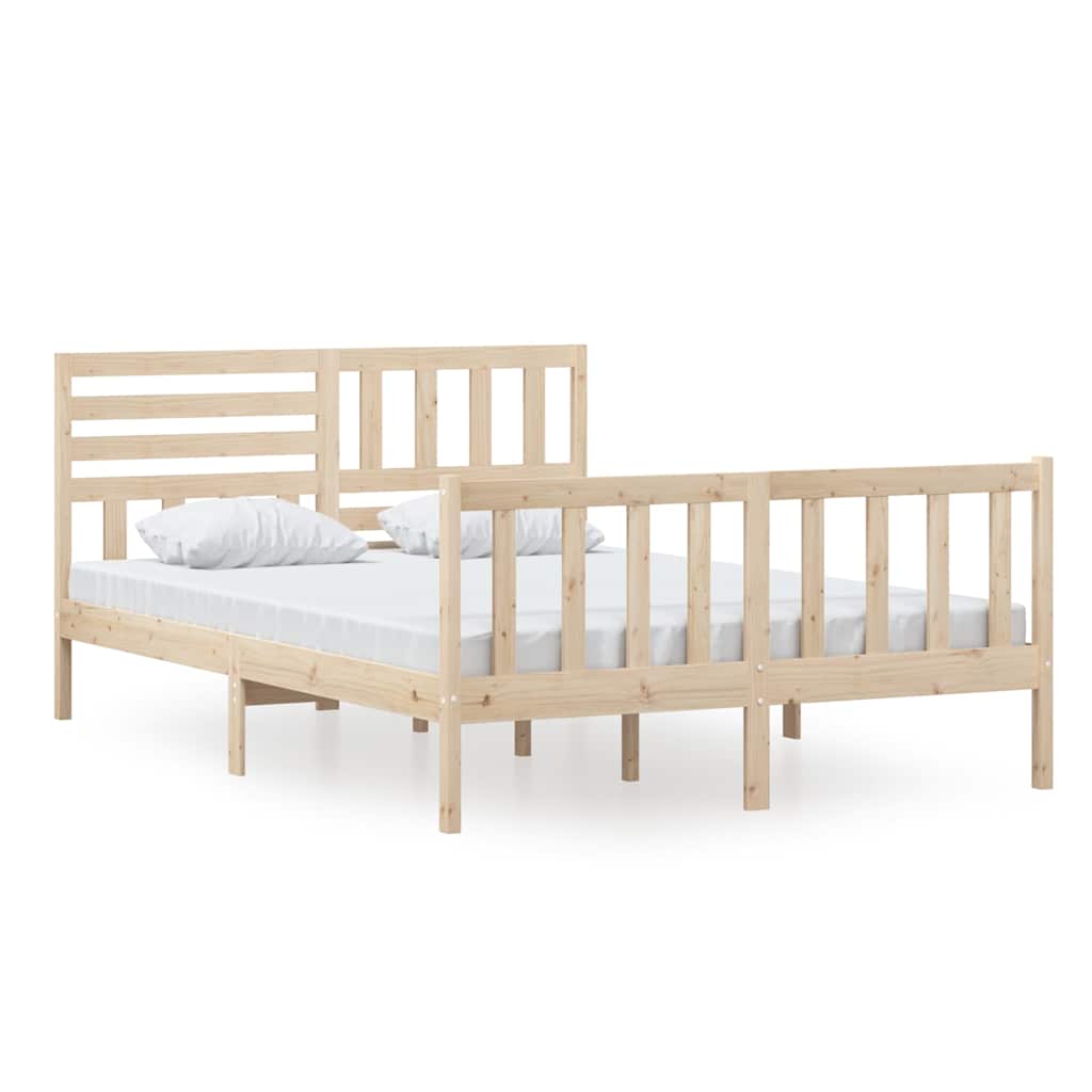 vidaXL Bed Frame without Mattress Solid Wood 140x200 cm - Brown - 205.5 x 146 x 100 cm - 64687