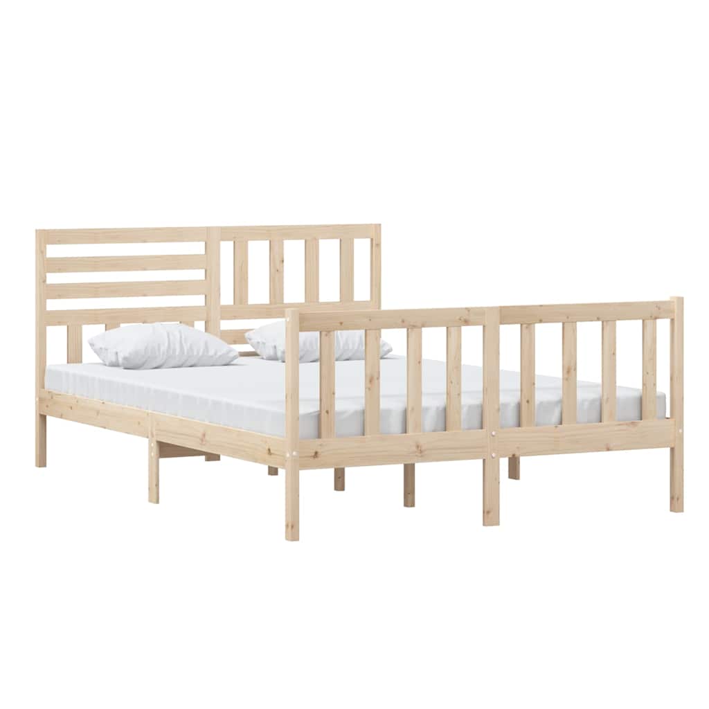 vidaXL Bed Frame without Mattress Solid Wood 140x200 cm - Brown - 205.5 x 146 x 100 cm - 64687