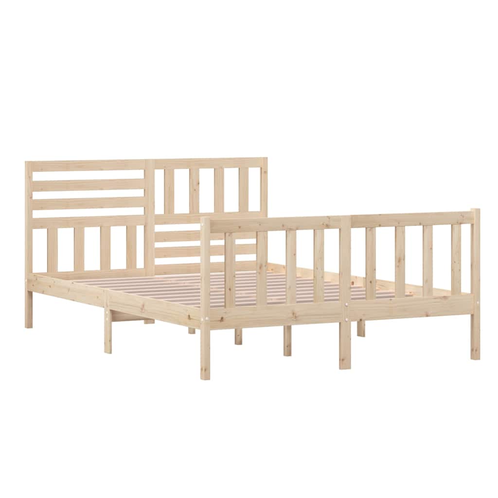 vidaXL Bed Frame without Mattress Solid Wood 140x200 cm - Brown - 205.5 x 146 x 100 cm - 64687