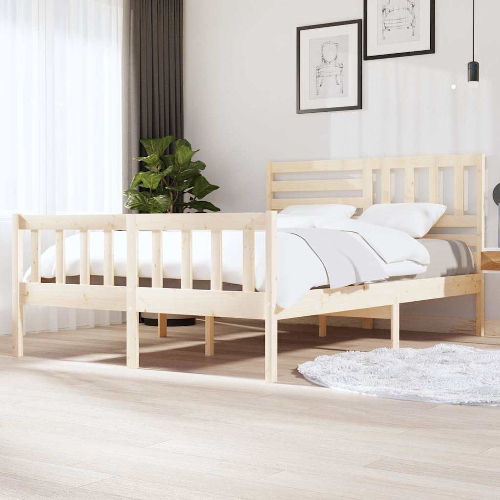 vidaXL Bed Frame without Mattress Solid Wood 140x200 cm - Brown - 205.5 x 146 x 100 cm - 64687