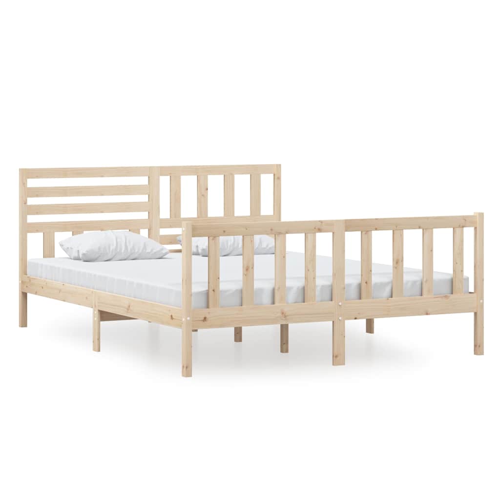 vidaXL Bed Frame without Mattress Solid Wood 160x200 cm - Brown - 205.5 x 166 x 100 cm - 64694