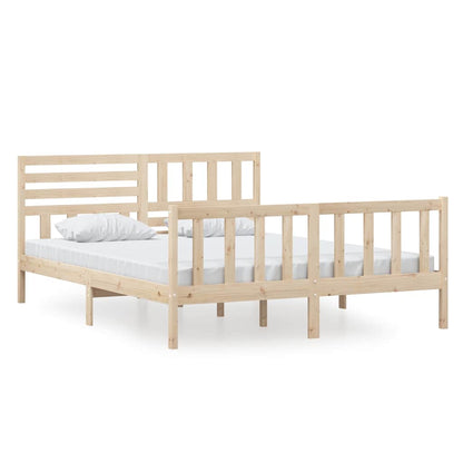 vidaXL Bed Frame without Mattress Solid Wood 160x200 cm - Brown - 205.5 x 166 x 100 cm - 64694