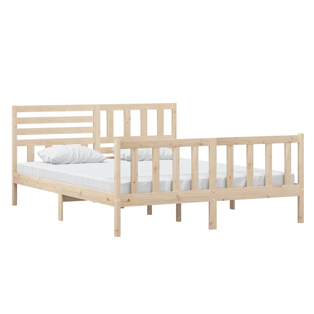 vidaXL Bed Frame without Mattress Solid Wood 160x200 cm - Brown - 205.5 x 166 x 100 cm - 64694