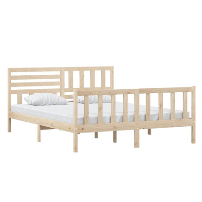 vidaXL Bed Frame without Mattress Solid Wood 160x200 cm - Brown - 205.5 x 166 x 100 cm - 64694