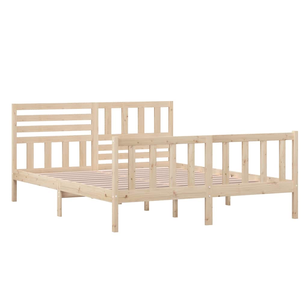 vidaXL Bed Frame without Mattress Solid Wood 160x200 cm - Brown - 205.5 x 166 x 100 cm - 64694