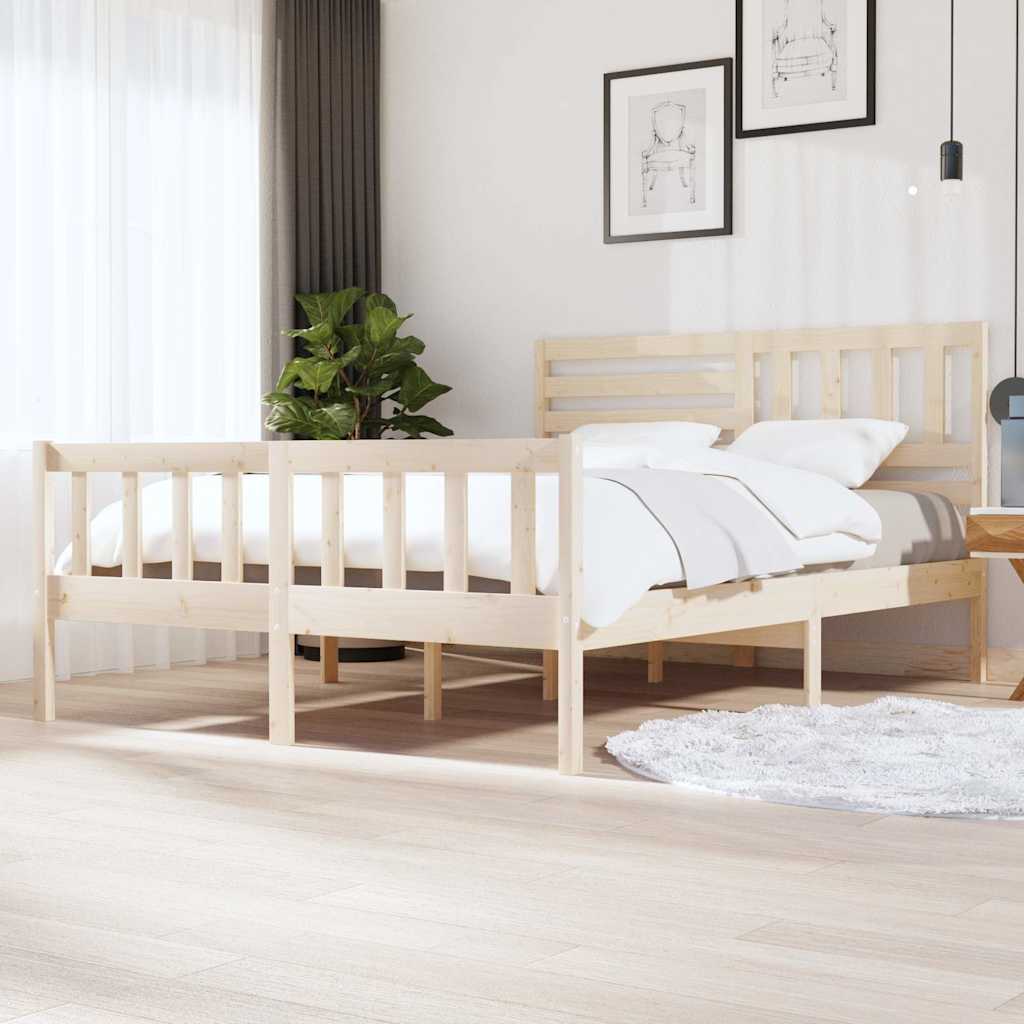 vidaXL Bed Frame without Mattress Solid Wood 160x200 cm - Brown - 205.5 x 166 x 100 cm - 64694