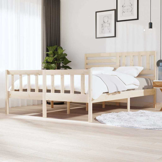 vidaXL Bed Frame without Mattress Solid Wood 160x200 cm - Brown - 205.5 x 166 x 100 cm - 64694