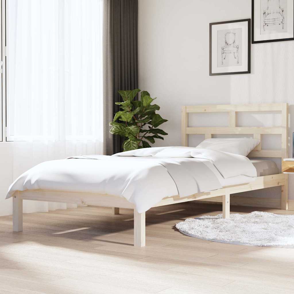vidaXL Bed Frame without Mattress Solid Wood 90x200 cm - Brown - 205.5 x 96 x 100 cm