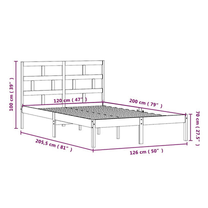 vidaXL Bed Frame without Mattress Solid Wood 120x200 cm - Brown - 205.5 x 126 x 100 cm