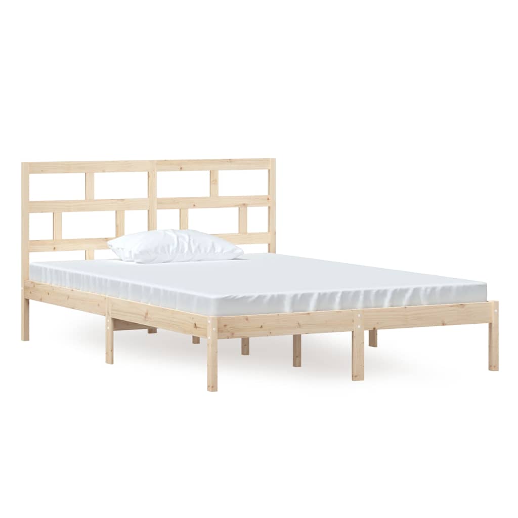 vidaXL Bed Frame without Mattress Solid Wood 140x200 cm - Brown - 205.5 x 146 x 100 cm - 64700