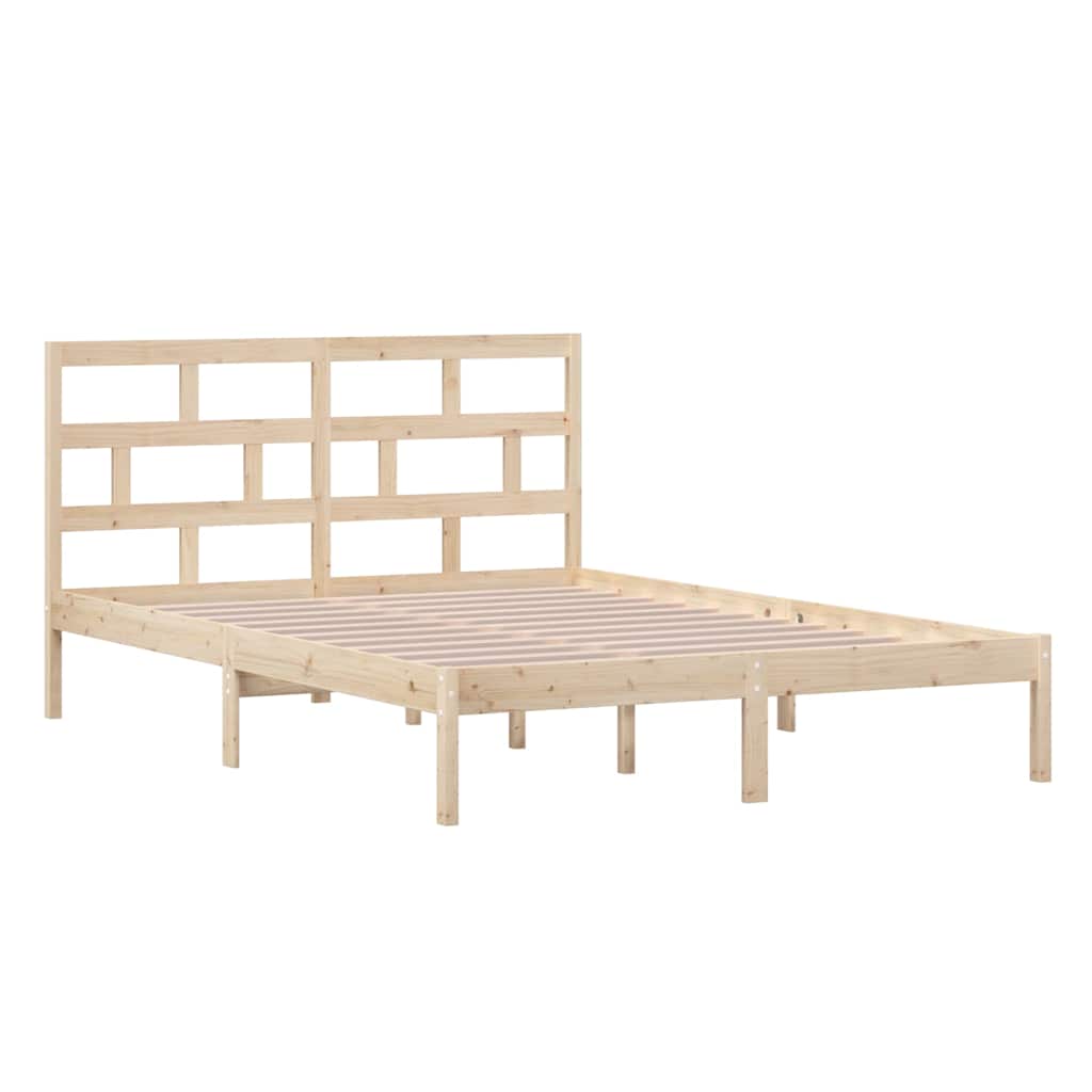 vidaXL Bed Frame without Mattress Solid Wood 140x200 cm - Brown - 205.5 x 146 x 100 cm - 64700