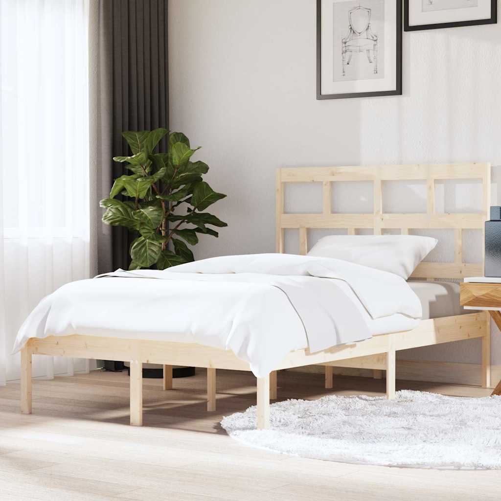 vidaXL Bed Frame without Mattress Solid Wood 140x200 cm - Brown - 205.5 x 146 x 100 cm - 64700